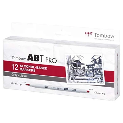 Abbildung von Tombow ABTP 12P 3 Alkoholbasierter Marker ABT PRO zwei Spitzen Gray Colors