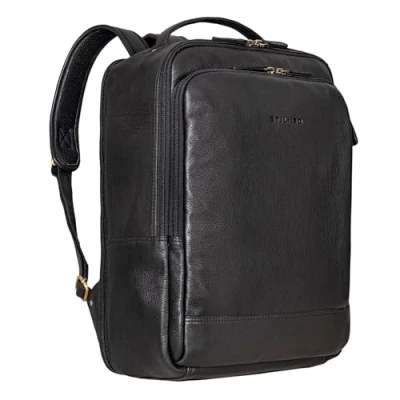 Abbildung von STILORD &#039;Beck&#039; Business Rucksack Herren Leder Backpack Groß Laptoprucksack 16 Zoll Daypack Cityrucksack Vintage Uni Studenten, Farbe:schwarz