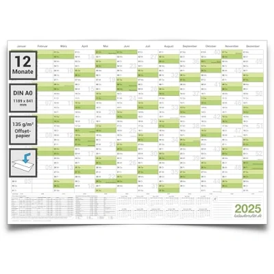 Abbildung von Kalenderoutlet Din A0 Wandkalender 2025 Jahresplaner XXL gefaltet, sehr großer Kalender deutsch sprachig