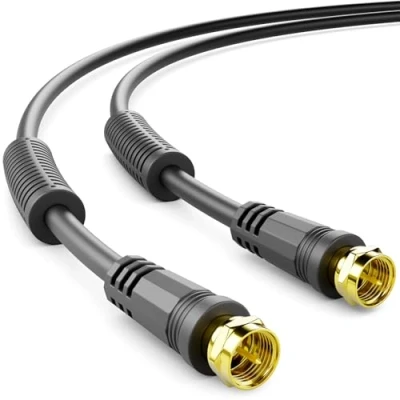 Abbildung von deleyCON 3,0m SAT TV Antennenkabel Koaxial Kabel HDTV 4 fach Schirmung DVB S S2 Radio DAB Mantelstromfilter Ferritkern Schwarz