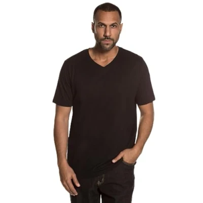 Abbildung von JP 1880 Herren große Größen Übergrößen Menswear L 8XL JP1880 T Shirts, Basic, 2er Pack, V Ausschnitt, Halbarm, bis 8 XL schwarz 4XL 711318130