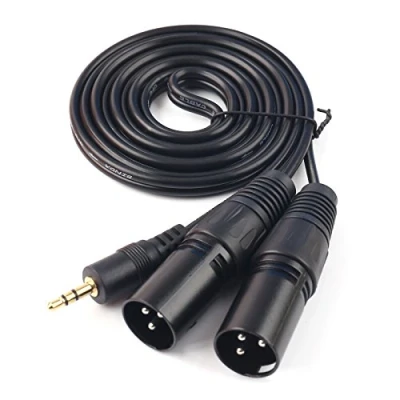 Abbildung von siyear 3,5 mm (1/20,3 cm) Mini Jack stereo TRS auf Dual XLR 3 Pin Stecker Unsymmetrisch Interconnect Kabel, Y Splitter Patch Kabel (1,5 m/5 ft)