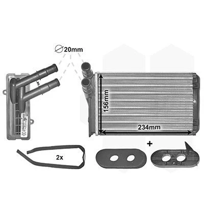 Abbildung von VAN WEZEL 58006060 Wärmetauscher mit Zubehör *** IR PLUS VOLKSWAGEN: GOLF 2, 1 Cabriolet, 3, SKODA: Octavia Combi, I Hatchback