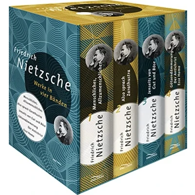 Abbildung von Friedrich Nietzsche, Werke in vier Bänden (Menschliches, Allzu Menschliches Also sprach Zarathustra Jenseits von Gut und Böse Götzendämmerung/Der Antichrist/Ecce Homo) (4 Bände im Schuber)