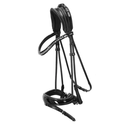 Abbildung von Schockemöhle Zaum Westminster Schwarz/Patent/Silber Warmblut