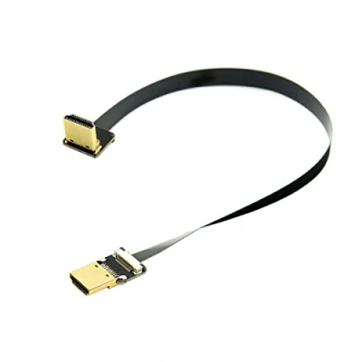 Abbildung von Cablecc FPV HDMI Stecker auf 90 Grad abgewinkelter Stecker, HDTV, FPC, Flachkabel, 20 cm, für Luftfotografie mit Multicoptern