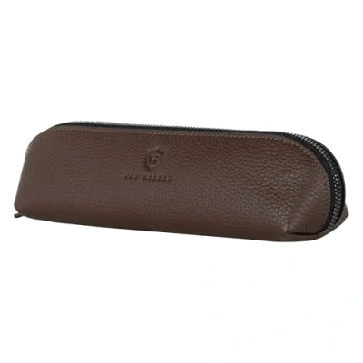 Abbildung von VON HEESEN® Echtleder Federmäppchen Leder Federmappe Etui für Stifte Mäppchen Schule Federtasche Uni Schlampermäppchen (Braun)