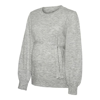 Abbildung von Mamalicious Mlnewanne Strickpullover, Damen, Größe: 38, Light grey melange