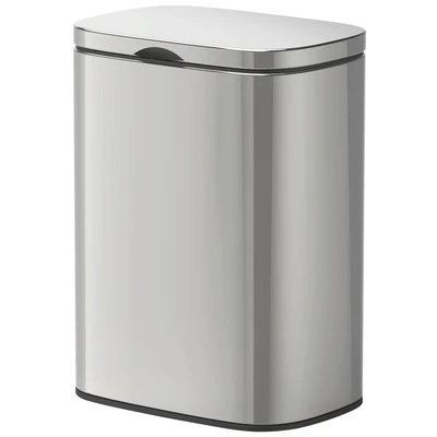 Abbildung von WENKO Wand Kosmetikeimer Mod. Sare 5 Liter, Mülleimer mit Deckel und Easy Close Absenkautomatik, Badezimmer Eimer aus rostfreiem Edelstahl glänzend, Befestigung ohne Bohren, 21,5 x 29,5 19 cm