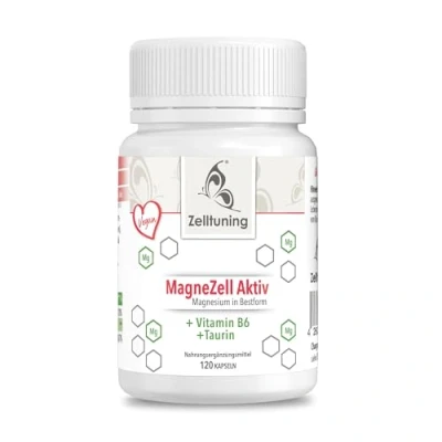 Abbildung von Magnesium Hochdosiert Kapseln MagneZell Aktiv, Komplex Vegan 120 Pulver Kapseln, Mit Vitamin B6 und Taurin Zelltuning Ohne Zusatzstoffe aus Deutschland