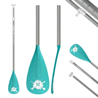 Abbildung von FunWater SUP Paddel Verstellbares Stand Up Paddle 3 teiliges oder 4 Schwimmendes Tragbares Paddelbrett aus Legierung Langlebig und Verstaubar (Grünblau, Einzelblattpadde)