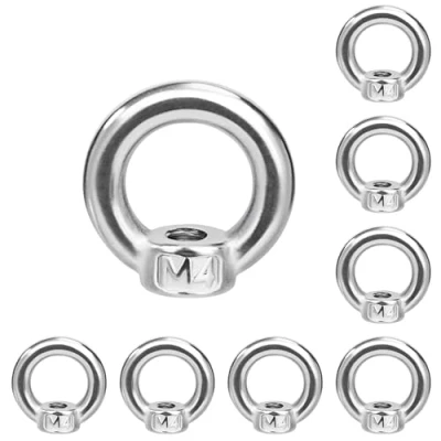 Abbildung von QIMEI SHOP Ringmutter M4 Ösenmutter 304 Edelstahl Ringmuttern Augenmutter Hardware Ringösen Ringförmige for Befestigen Hängende 8 Stück