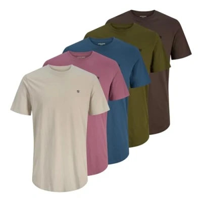 Abbildung von Jack &amp; Jones Premium Jprbrody TEE CREW NECK 5 PACK Tshirt basic, Herren, Größe: Small, Pink/blue/green/brown/white