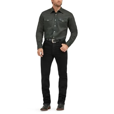 Abbildung von Wrangler Herren Western Arbeitshemd Firm Finish Grün (Black Forest Green) Mittel