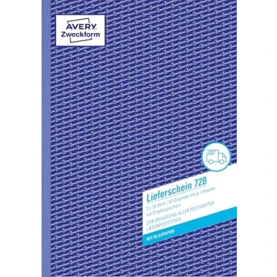 Abbildung von AVERY Zweckform 728 Lieferscheine (DIN A4, mit 2 Blatt Blaupapier, Empfangsschein, von Rechtsexperten geprüft, für Deutschland und Österreich geeignet,3 x 50 Blatt) weiß, gelb, rosa