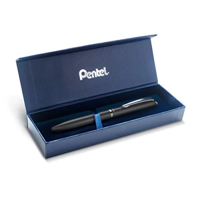 Abbildung von Pentel BL2007 EnerGel Tintenroller, hochwertig, einziehbar, Spitze 0,7 mm, Korpus aus mattem Metall, Schwarz Geschenkbox