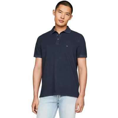 Abbildung von Tommy Hilfiger Herren Poloshirt Kurzarm Regular Fit, Blau (Desert Sky), M