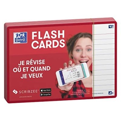 Abbildung von Oxford FLASH 2.0 Karteikarten A6, Lernkarten, 105x148mm, liniert, rot, 80 Blatt