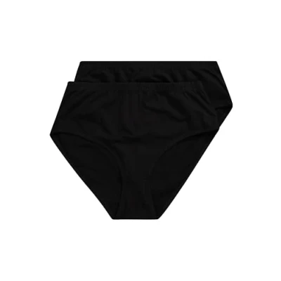 Abbildung von Ulla Popken Damen Slips, 2er Pack, Uni, Biobaumwolle Slip, Schwarz, 50 52