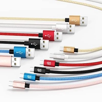 Abbildung von JAMEGA 3m Premium Micro USB Kabel Nylon geflochtenes Ladekabel Datenkabel für Geräte kompatibel mit Samsung, HTC, Huawei, Sony, Nokia, Kindle, PS4 XBOX Controller Gold