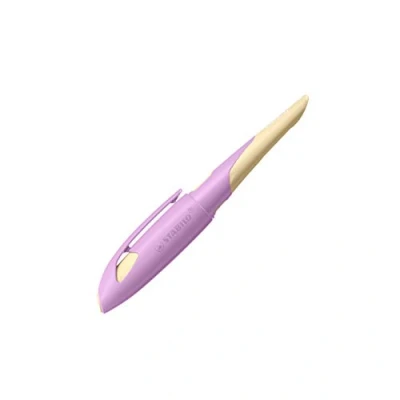Abbildung von Ergonomischer Schulfüller für Rechtshänder mit Anfänger Feder A STABILO EASYbirdy Pastel in soft pink/apricot inkl. Patrone blau (löschbar)