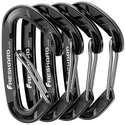 Abbildung von FresKaro Karabiner Haken Karabinerhaken, Karabina mit Feder, Schlüsselanhänger, Zubehör, Federschnapper, 15kN, für Schlüssel, Camping, Angeln, Nicht zum Klettern, 8cm, Farbige Carabiner, Blau