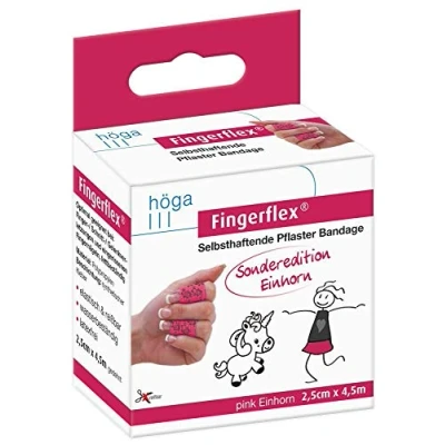 Abbildung von Fingerflex 15571642 pink Einhorn. Sonderedition.2.5cm x 4.5m gedehnt. selbsthaftende Pflaster Bandage. elastisch &amp; reißfest. wasserbeständig. latexfrei,