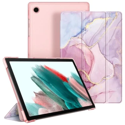 Abbildung von Fintie Hülle für Samsung Galaxy Tab A8 10.5 2022/2021, Ultradünn Schutzhülle mit Transparenter Rückseite Cover Auto Schlaf/Wach Zoll SM X200/X205/X207, Glorreicher Marmor