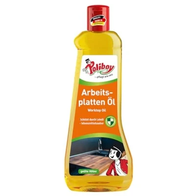 Abbildung von POLIBOY Arbeitsplattenöl Holzöl für Massivmöbel zur Holzpflege &amp; Holzschutz Effektives Pflegemittel Arbeitsflächen 500ml Made in Germany