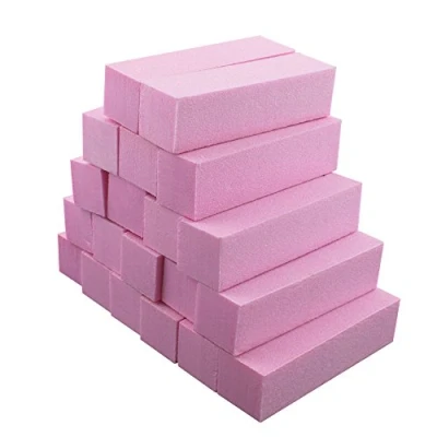 Abbildung von Soleebee Nagelfeilen Schleifblöcke Nagel Profi Polierblock Buffer Block Korund Streugut mit 4 Polierflächen (20 Stück Rosa)