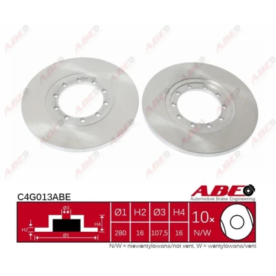 Abbildung von ABE C4G013ABE Bremsscheibe Hinterachse 280 16 5 10 124 voll FORD: Transit Mk6 Van, Minibus, Platform / Chassis