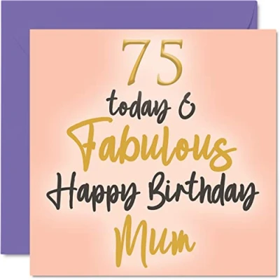 Abbildung von Stuff4 Geburtstagskarte zum 75. Geburtstag für Mama 75 Today Fabulous von Tochter Sohn Mutter Geburtstagsgeschenke 145 mm schöne Grußkarten Geschenk