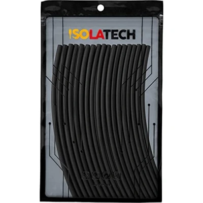 Abbildung von ISOLATECH Schrumpfschlauch Set 2:1 ohne Kleber unbeschriftet Schwarz Sortiment viele Größen Ø 5mm 3,6 Meter in 18Stk x 20cm