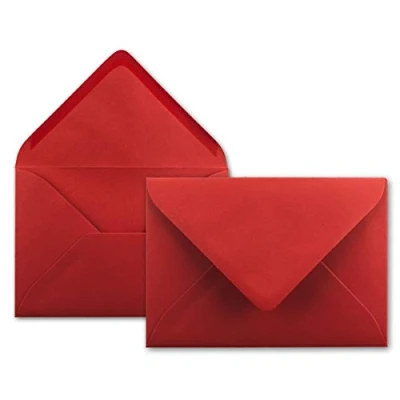 Abbildung von 75x Brief Umschläge in Rosen Rot 80 g/m² Kuverts DIN B6 Format 12,5 x 17,6 cm Nassklebung ohne Fenster
