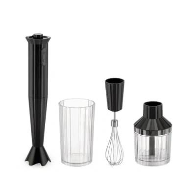 Abbildung von Alessi Plissé MDL10S B Stabmixer mit Messbecher, Schneebesen und Zerkleinerer, aus Thermoplastischem Harz, Europäischer Stecker 500W, Schwarz