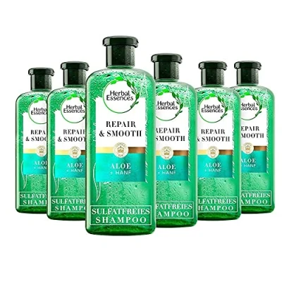 Abbildung von Herbal Essences Pure Shampoo Repair &amp; Smooth 6er Set (6x 225 ml), Feuchtigkeitsshampoo, Haarpflege kombi ohne Silikon, Sulfate und Farbstoffe, Aloe + Hanf