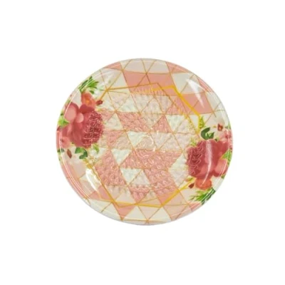 Abbildung von Kaladia Keramik Reibeteller/Keramikhobel ideal für Ingwer, Parmesan etc. in Rosa mit pinker Blume Durchmesser: 12 cm handgemacht &amp; handbemalt Made Spain