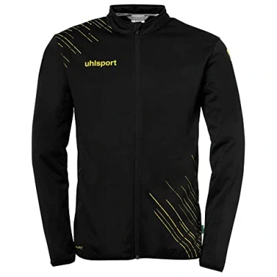 Abbildung von uhlsport Score 26 Classic Jacke Herren Sport Fußball Trainingsjacke Sweatshirt Sweatjacke elastischer Ausgehanzug mit Reißverschluss Taschen, schwarz/limonengelb