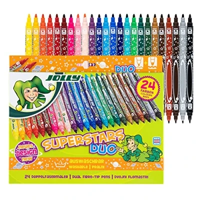 Abbildung von JOLLY Fasermaler Filzstifte Farbstifte Fineliner Superstar Duo 24 Stk. diverse Farben im Kartonetui