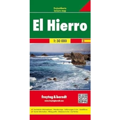 Abbildung von El Hierro, Autokarte 1:30.000: Touristische Informationen, Wanderwege, Entfernungen in km, Autofähren