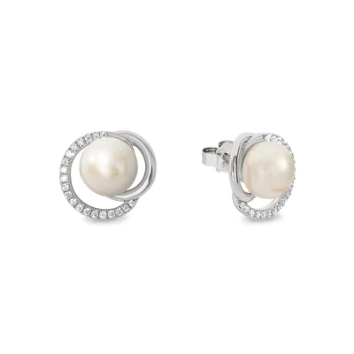 Abbildung von JOOP! 925 Sterling Silber Damen Schmuck, mit Zirkonia synth., Süßwasserzuchtperle, Silber, Kommt in Schmuck Geschenk Box