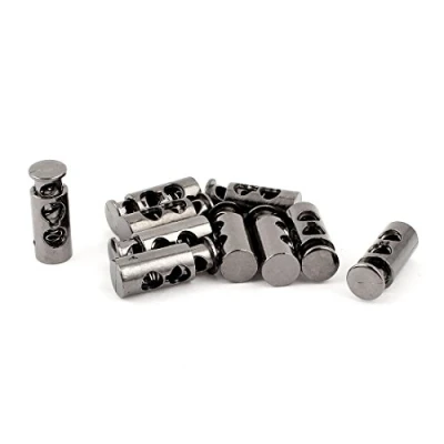 Abbildung von sourcing map 10 Stk Kordelstopper Kordelklemme Federbelastet Doppelte Löcher Schnurverriegelung Stopper 5mm Grau