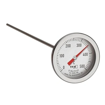 Abbildung von TFA Dostmann Profi Backofenthermometer, 14.1035.60, aus Edelstahl, mit langem Temperaturfühler (30 cm), als Ersatzteil/Nachrüsten für Pizzaofen, Holzbackofen, Steinbackofen, Grill, Smoker, silber
