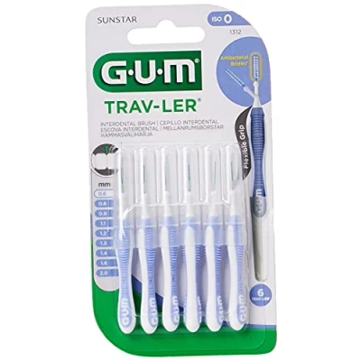 Abbildung von GUM TRAV LER Interdentalbürsten 6er Blister Gr. 0 Kerze , hellblau 6 Stück mit Kappen