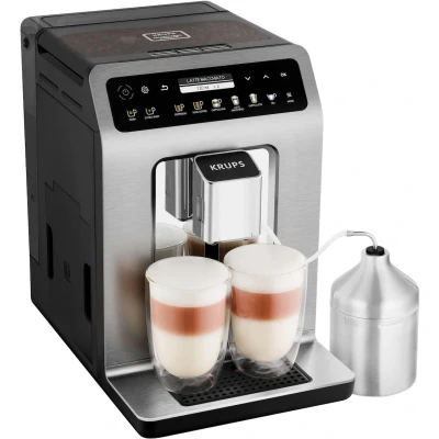 Abbildung von Krups Evidence Plus Kaffeevollautomat mit Milchschlauch, 19 Getränke, 2 Tassen Funktion, Farbdisplay, Kaffeemaschine, TÜV Siegel, Silber, EA894T10