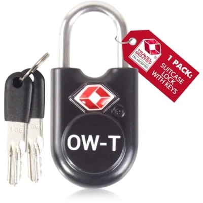 Abbildung von OW Travel Schloss mit Schlüssel Kofferschloss Vorhängeschloss Gepäckschloss Sicherheitsschloss Schlüsselschloss Diebstahl Sicheres Lock TSA für Reisekoffer Spind Rucksack Luggage:1 Schwarz