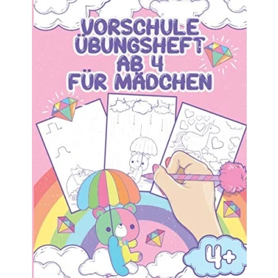Abbildung von Vorschule Übungsheft Ab 4 für Mädchen: Schwungübungen Mit Einhörnern Und Prinzessinen, Malbuch Feinmotorik Lernbuch, Geschenk ... Auf Den Kindergarten Die
