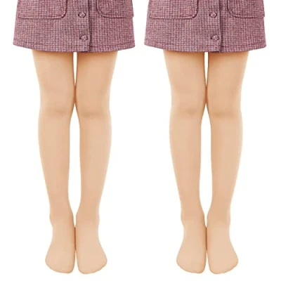 Abbildung von Libella 2er Pack Ballett Strumpfhose für Mädchen Tanzstrumpfhose mit Fuß 80 DEN Blickdicht Mikrofaser Farbig 27251 Haut 122 128