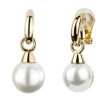 Abbildung von Traveller Ohrclip Hänger 14mm Perle weiß 22kt vergoldet 114242