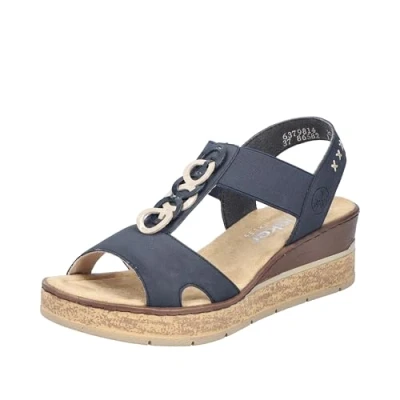 Abbildung von Rieker Damen 63798 Keilsandaletten, Blau, 42 EU